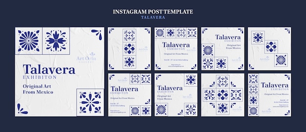 Free PSD flat design talavera event  instagram posts