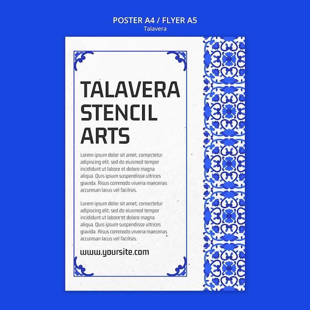 Free PSD flat design talavera event poster template