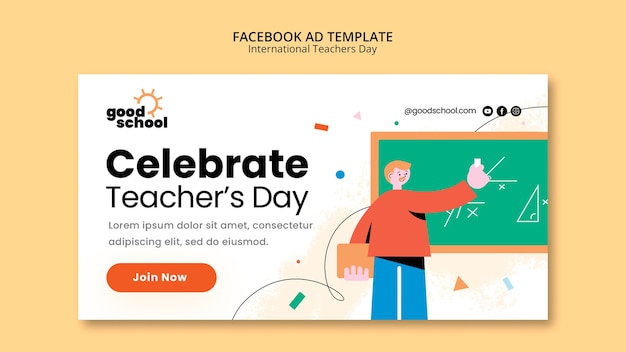 Free PSD flat design teacher's day facebook ad template