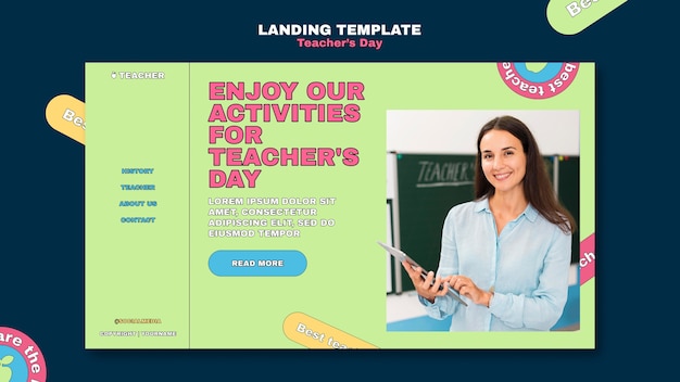 Flat design teacher's day landing page