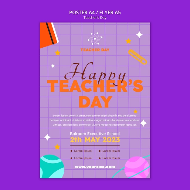 Free PSD flat design teacher's day template