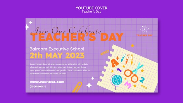 Free PSD flat design teacher's day template