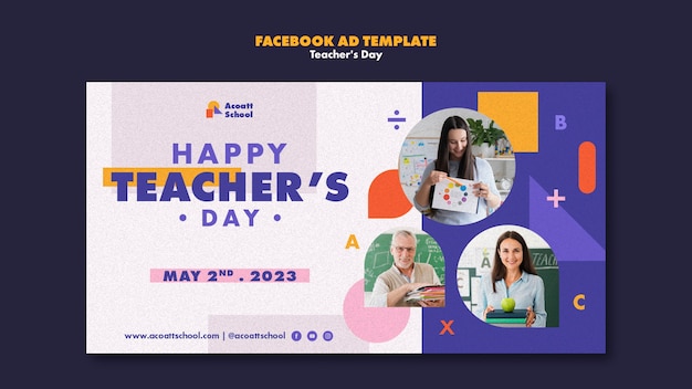 Flat design teacher's day template