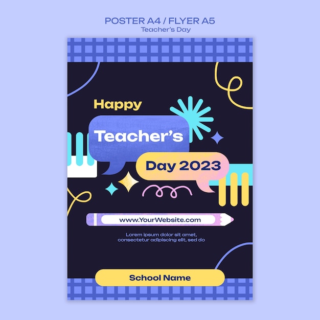 Free PSD flat design teacher's day template