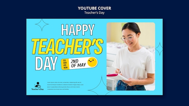 Flat design teacher's day template