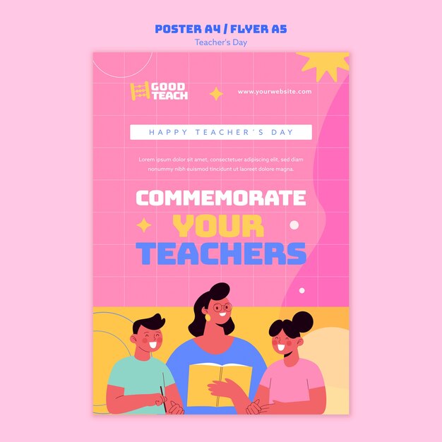 Flat design teacher's day template