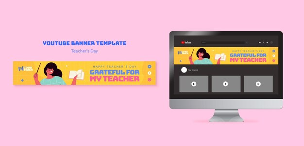 Flat design teacher's day template