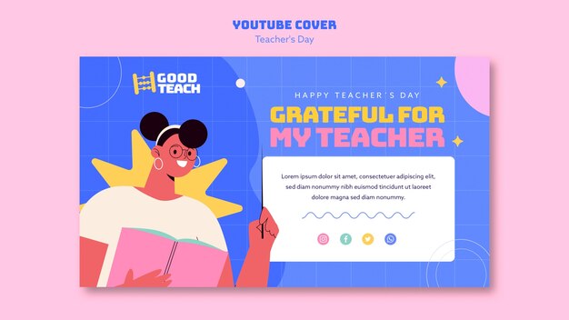 Flat design teacher's day template