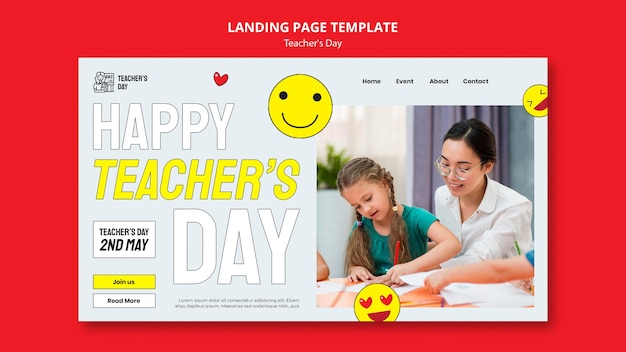 Free PSD flat design teacher's day template