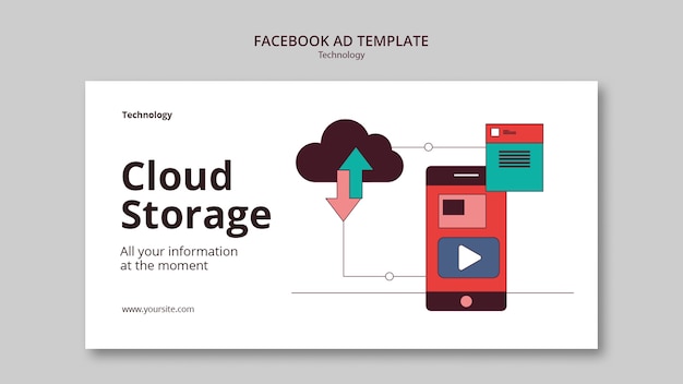 Free PSD flat design technology concept facebook template