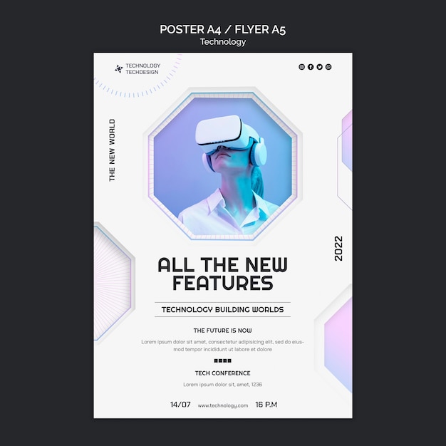 Free PSD flat design technology template