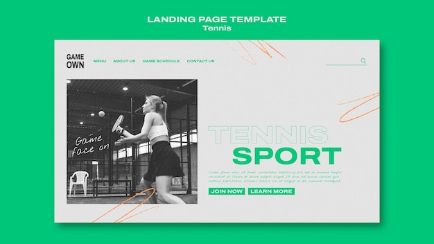 Free PSD flat design tennis sport template