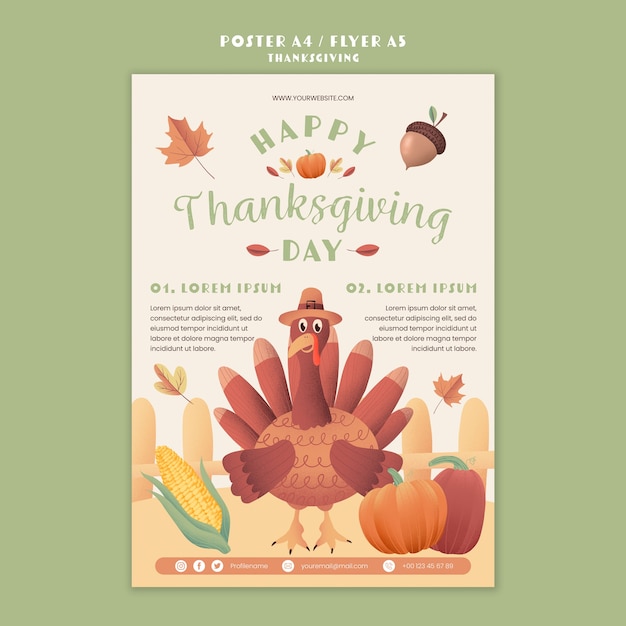 Flat design thanksgiving template