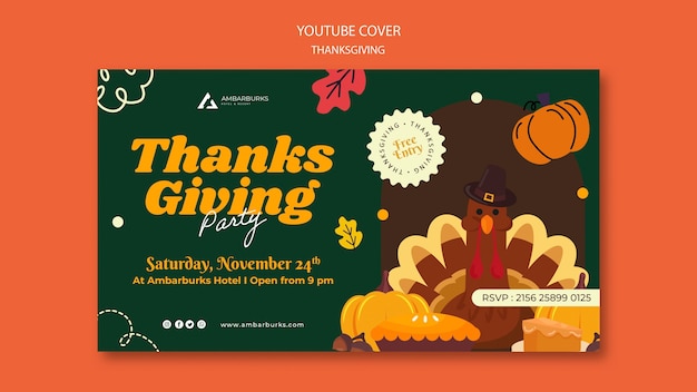 Free PSD flat design thanksgiving template