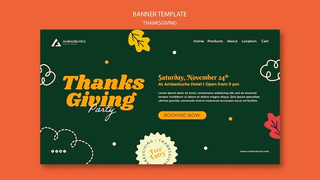 Free PSD flat design thanksgiving template