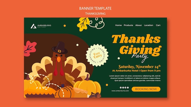 Flat design thanksgiving template