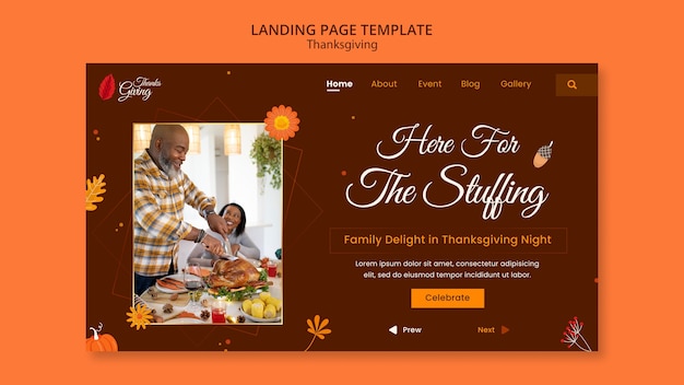 Free PSD flat design thanksgiving template