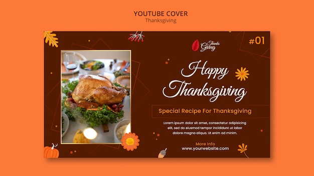 Free PSD flat design thanksgiving template