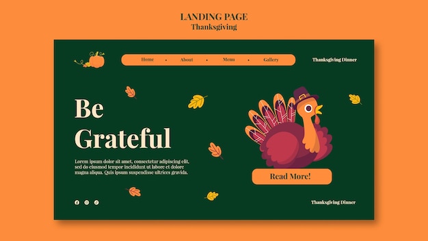 Free PSD flat design thanksgiving template