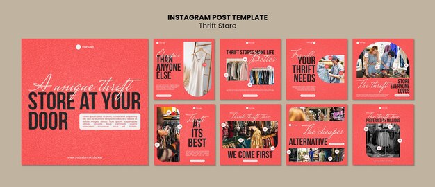 Flat design thrift store template