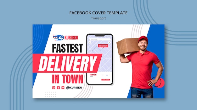 Free PSD flat design transport delivery template