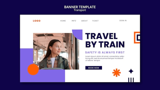 Free PSD flat design transport service landing page