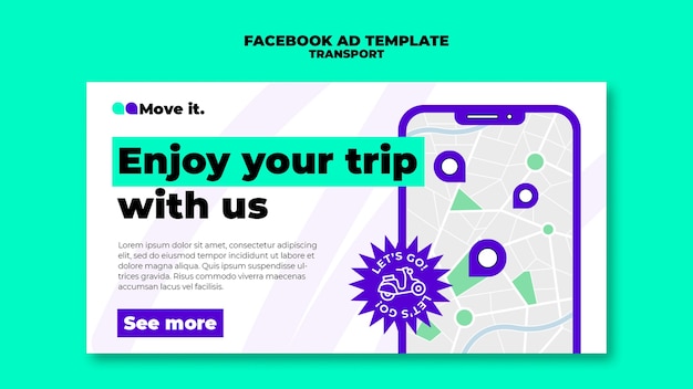 Free PSD flat design transport template