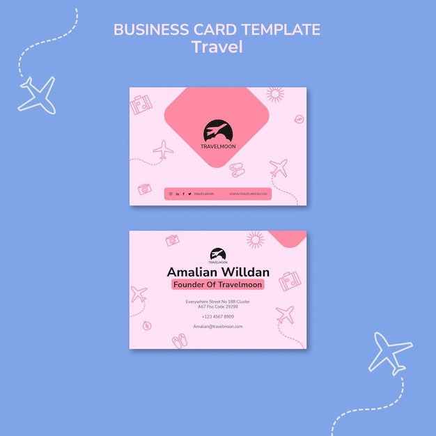 Free PSD flat design travel adventure business card