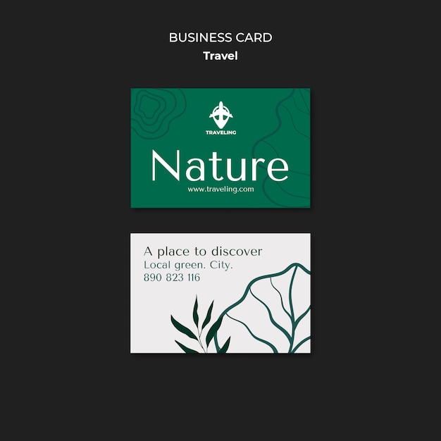 Free PSD flat design travel adventure business card