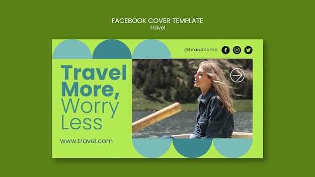 Free PSD flat design travel adventure facebook cover