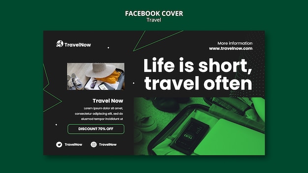 Free PSD flat design travel adventure facebook cover