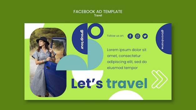 Free PSD flat design travel adventure facebook template