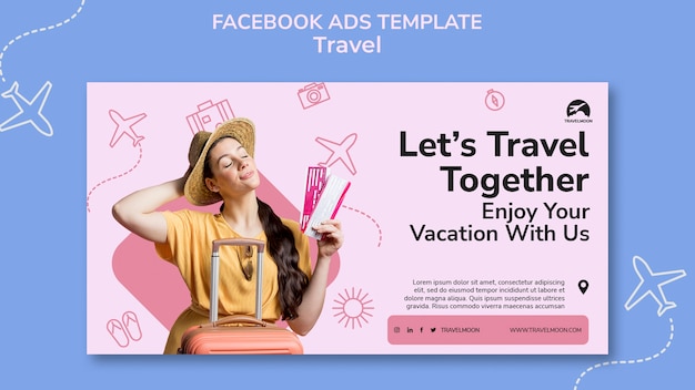 Free PSD flat design travel adventure facebook template