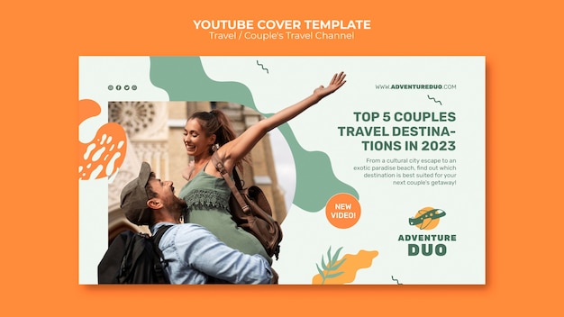 Free PSD flat design travel adventure youtube cover