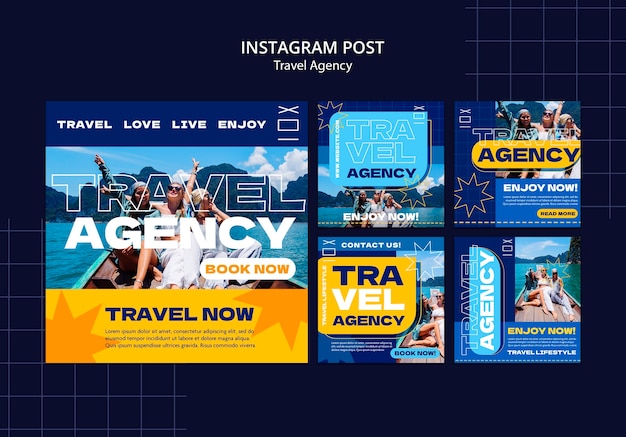 Free PSD flat design travel agency template