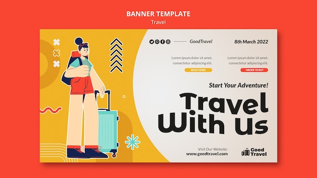 Free PSD flat design travel banner template