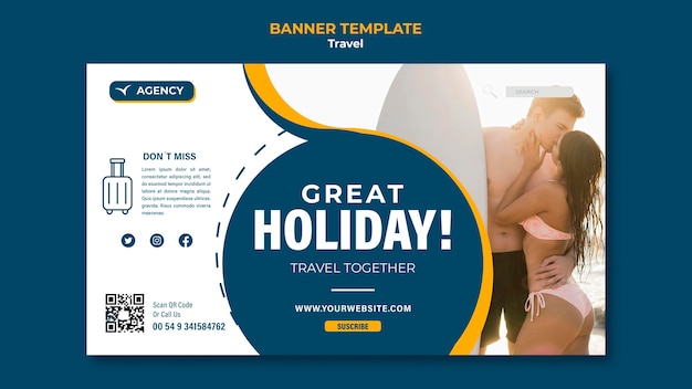 Flat design travel design banner template