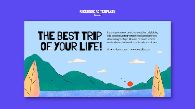 Flat design travel facebook ad template