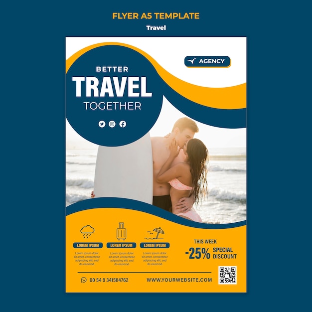 Flat design travel flyer template