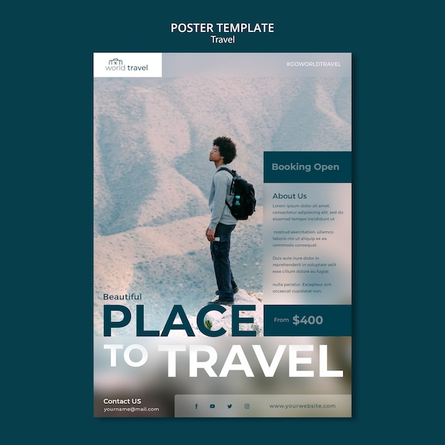 Flat design travel template of poster