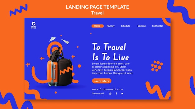 Free PSD flat design travel template