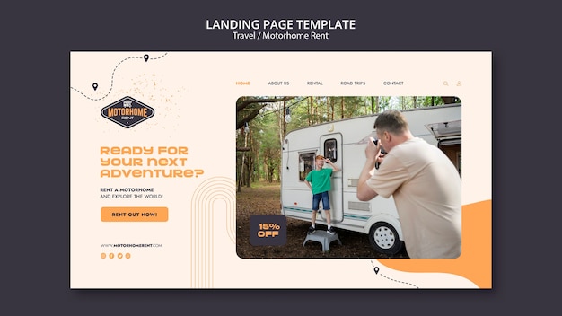 Free PSD flat design travel template