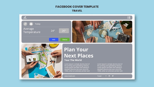 Free PSD flat design travel template