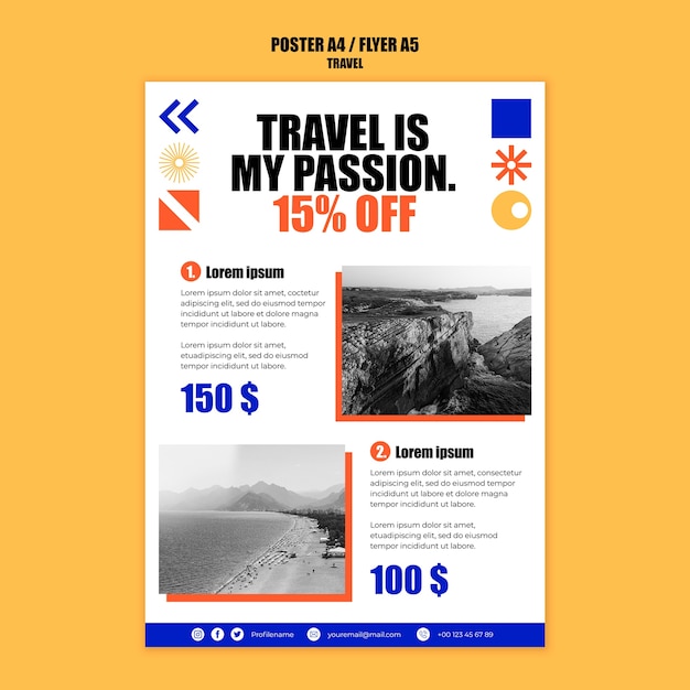 Free PSD flat design travel template