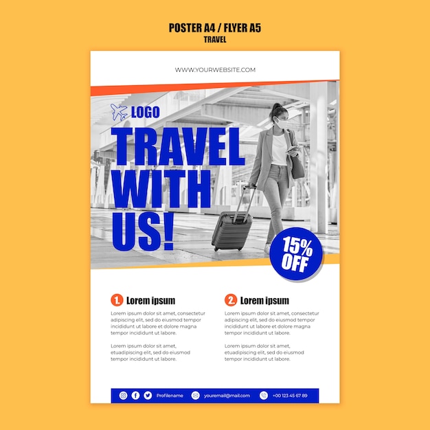 Free PSD flat design travel template