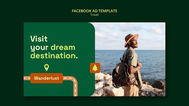 Free PSD flat design travel template