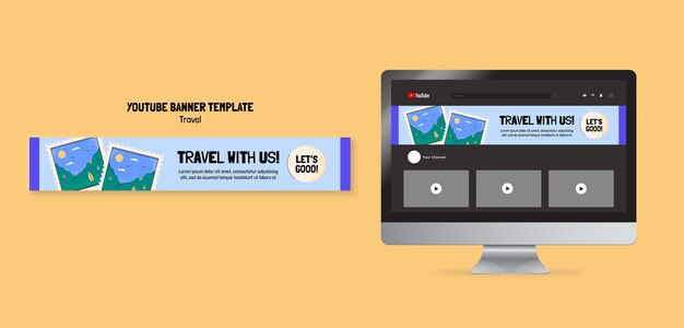 Flat design travel youtube channel template