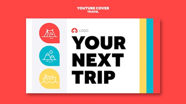 Free PSD flat design traveling adventure youtube cover