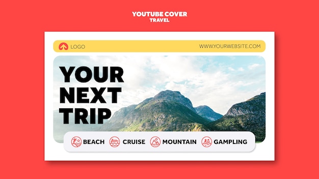 Free PSD flat design traveling adventure youtube cover