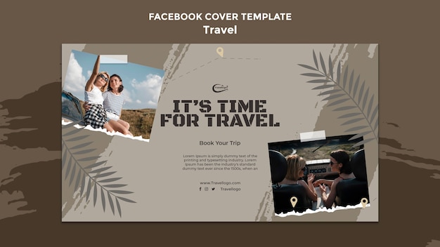 Free PSD flat design traveling concept facebook cover template